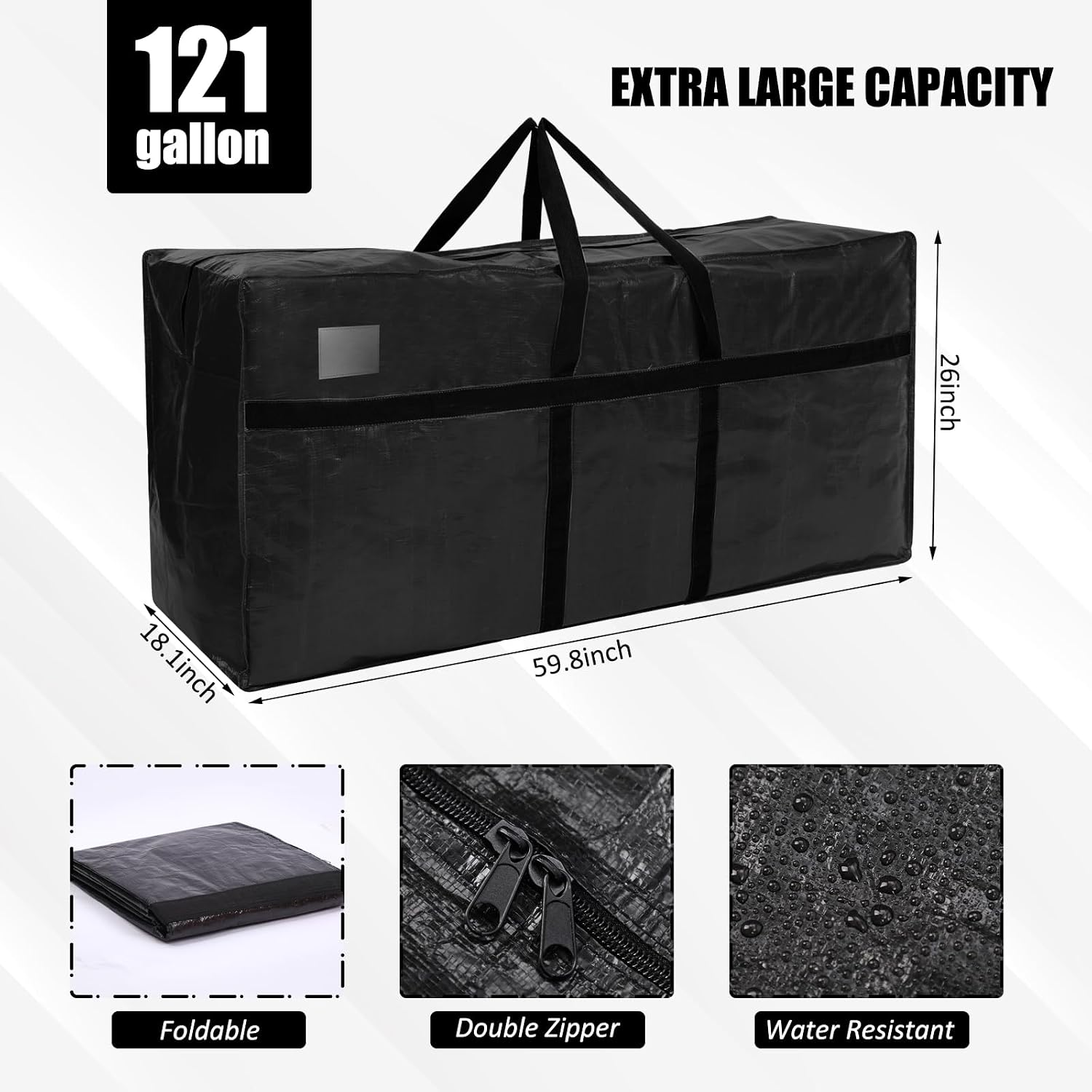 Windyun 4 Pcs 121 Gallon Extra Large Moving Bags XXL Heavy Duty Storage Bag image 2