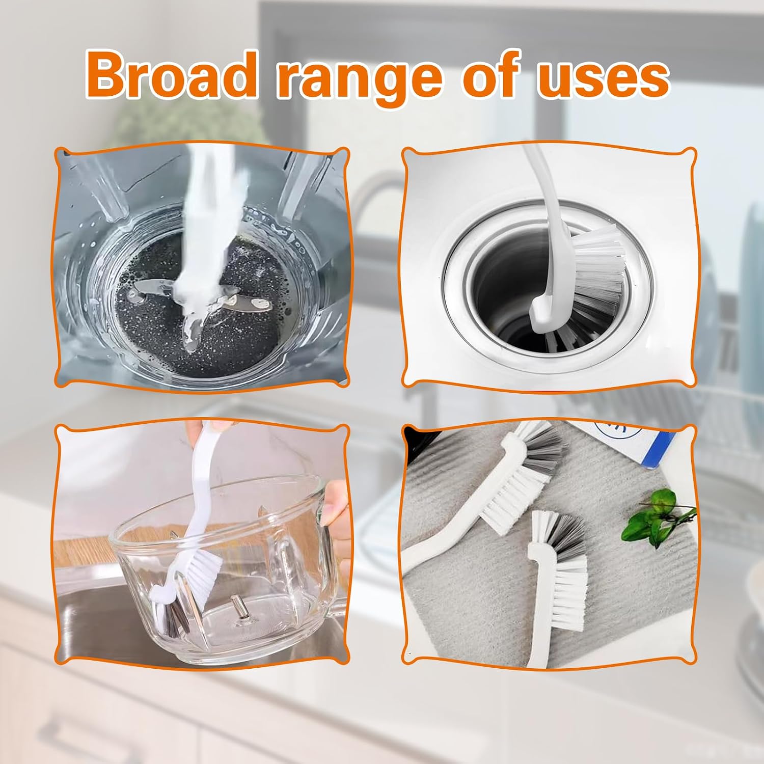 60 Pcs Kitchen Scrub Brush Bulk with Stiff Bristle Plastic Edge Corner Cleaning Brush for Bathroom Sink Household Bottle Dish Window Track Tile Lines Crevice