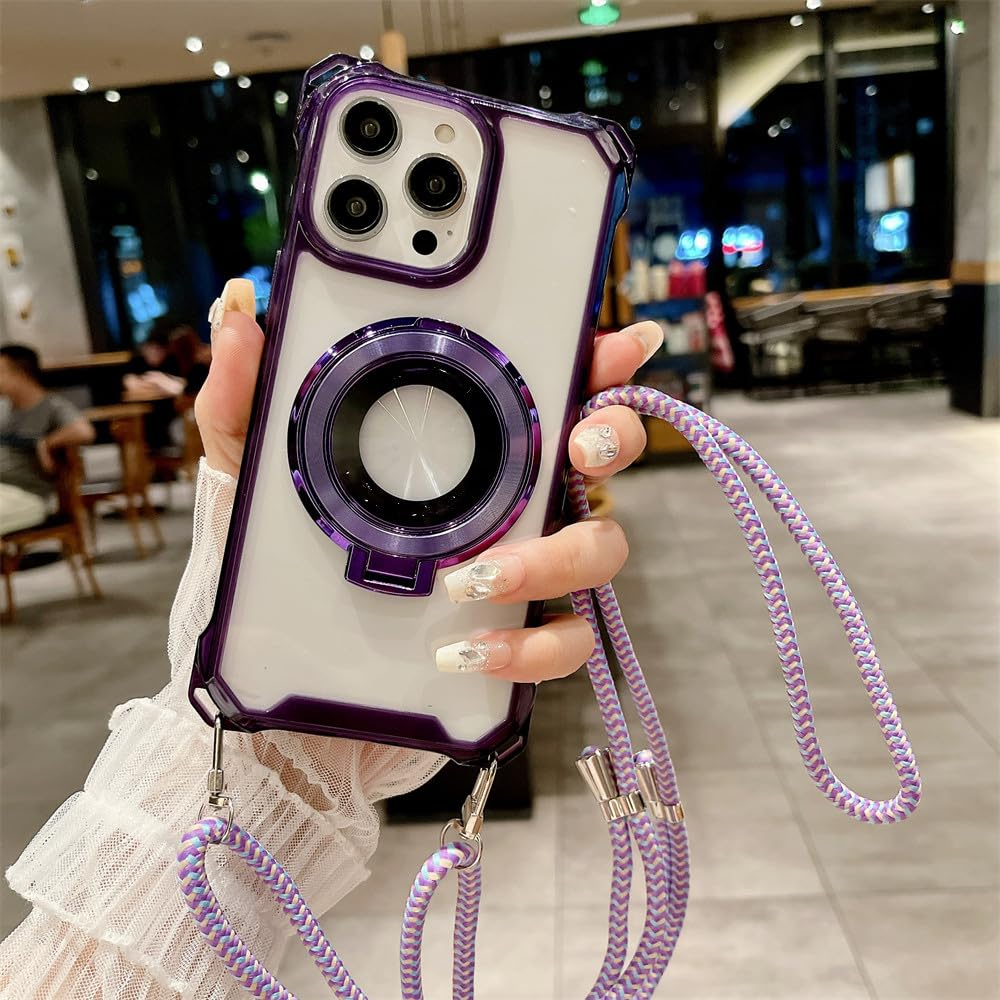 Coque iPhone 14 Pro violette de finition premium avec béquille magnétique - 7