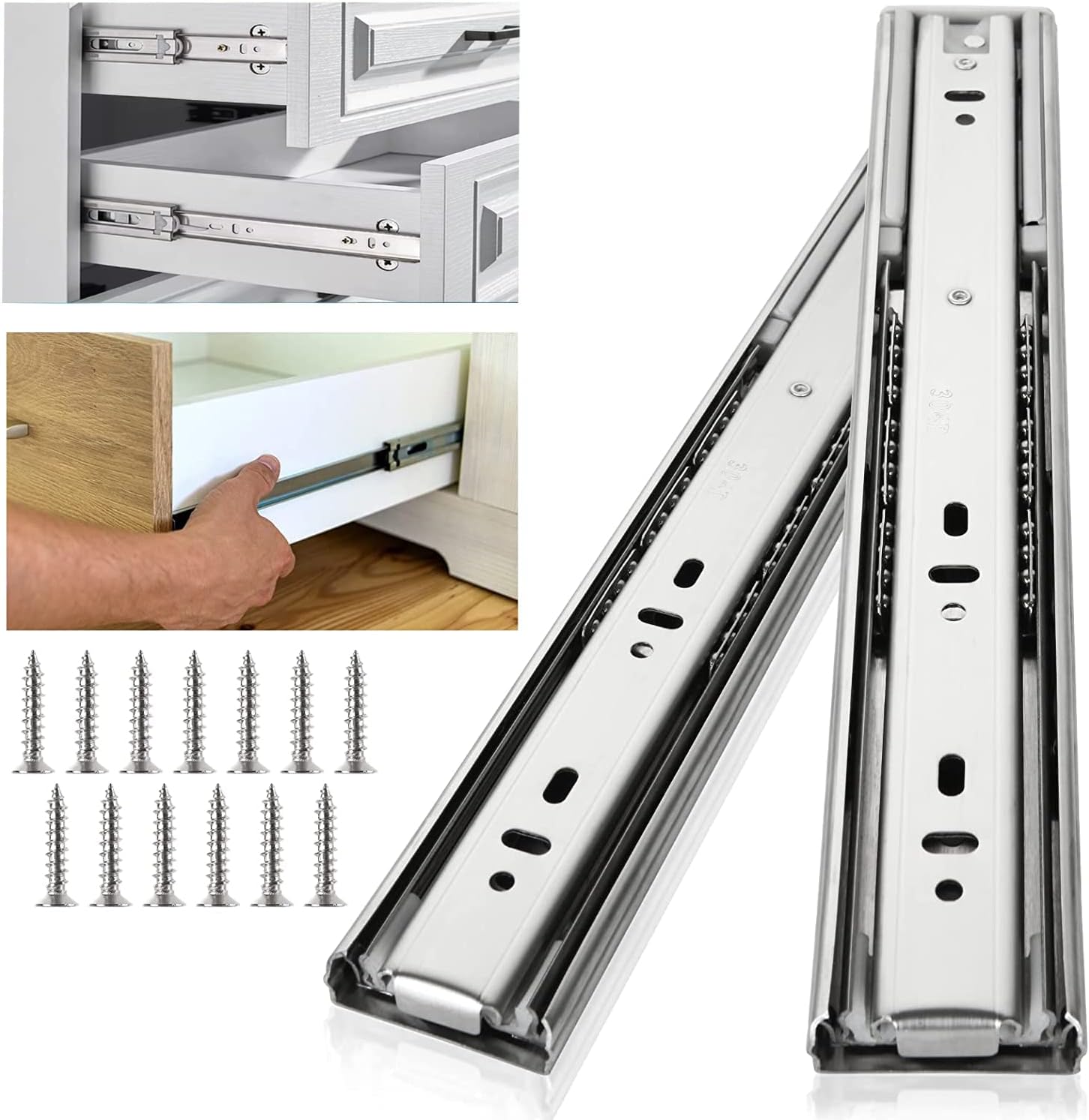 STARVAST Lot De 4 Inox Coulisse De Tiroir 300 Mm, Glissières Pour Tiroirs à Roulement à Billes