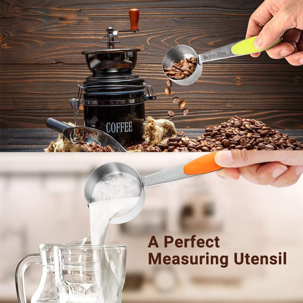 Set di 10 cucchiai dosatori, con Manici, in Acciaio Inossidabile, per casa (5 Tasses + 5 Cuillères)