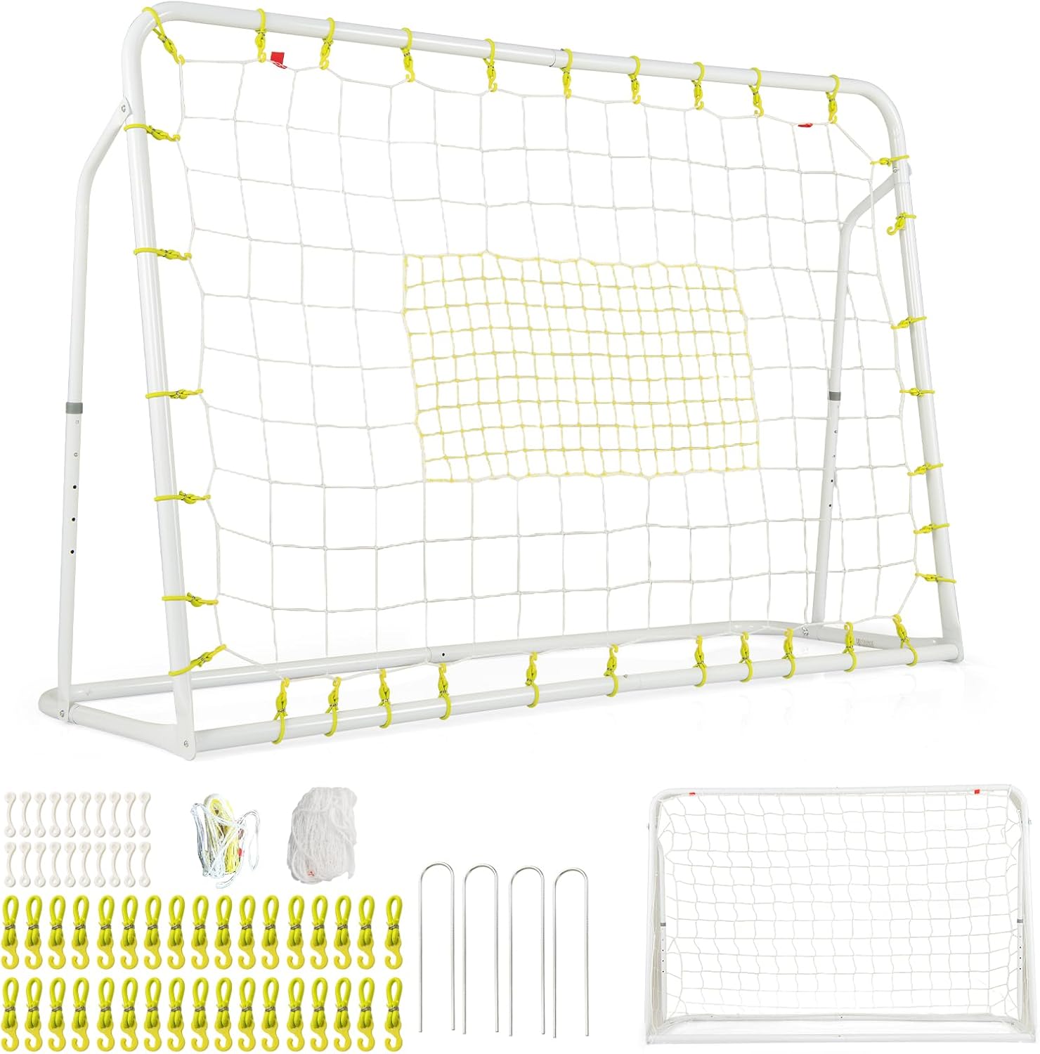 GYMAX Soccer Rebounder, 6.1' x 4' Angle-Adjustable Soccer Rebounding Net with All-Weather PE net & Metal Frame, Easy Setup Soccer Goal, 2 in 1 Bounce Back Soccer Practice Training for Backyard