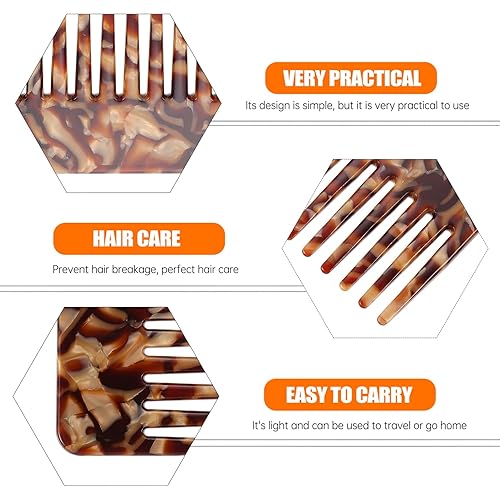 Miniatura 2 de Beaupretty Peine de dientes anchos, peine de pelo de carey simple, vintage, peines de peluquería antiestáticos, peine grande de plástico,