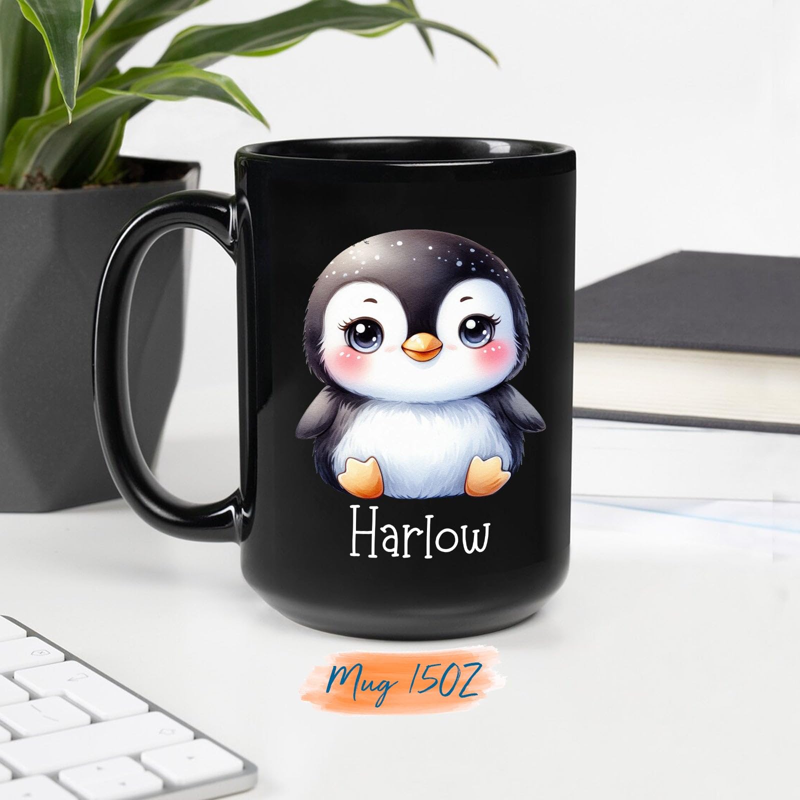 Taza De Regalo Personalizable, Diseño De Pingüino, Diseño De Pingüino, Color Blanco, Con Mensaje De Nombre