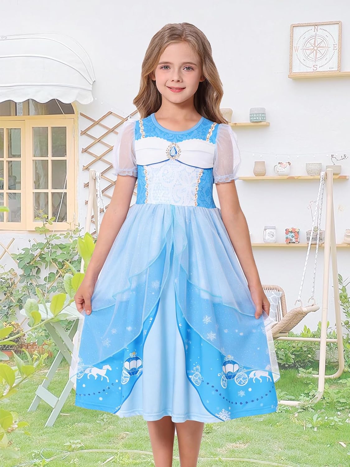 Princess Dress up Clothes for Girls Birthday Fancy Party Halloween Costume Toddler Kids Princess Dresses - Image 2