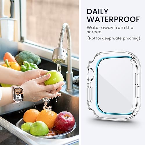Vista 83 de Tensea - Funda protectora de pantalla impermeable para Apple Watch (2 en 1) para Apple Watch Serie SE 7, 5, 4, accesorios de 45 mm, iWatch protector
