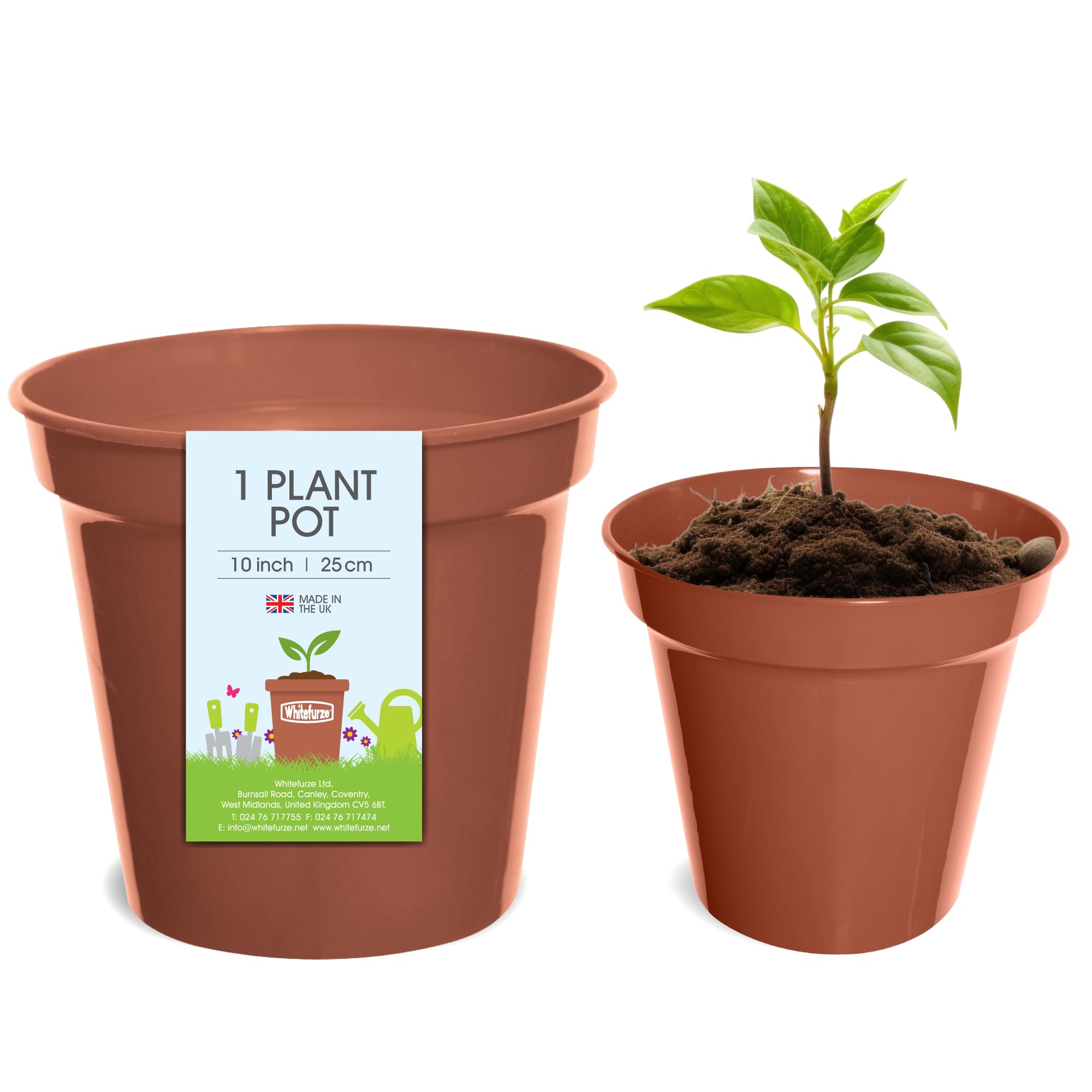 Whitefurze G04024 25cm Garden Pot - Terracotta