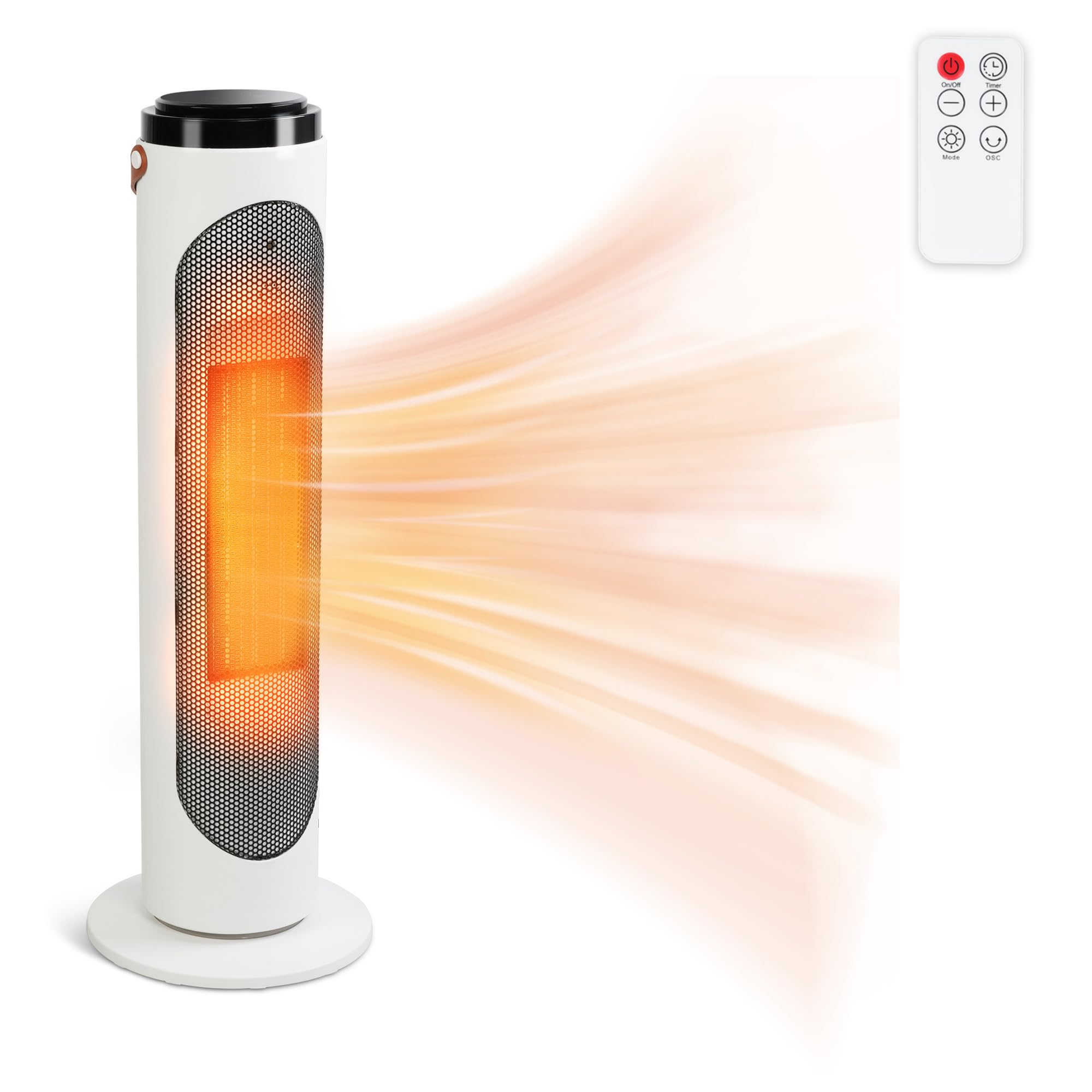 (Similar photo) Portable Electric Space Heater with 3 Modes, 1500W Ceramic Tower Heater with 24H Timer and Remote Control, 70° Oscillating, Fast Heating Heaters for Indoor Use Office Bedroom