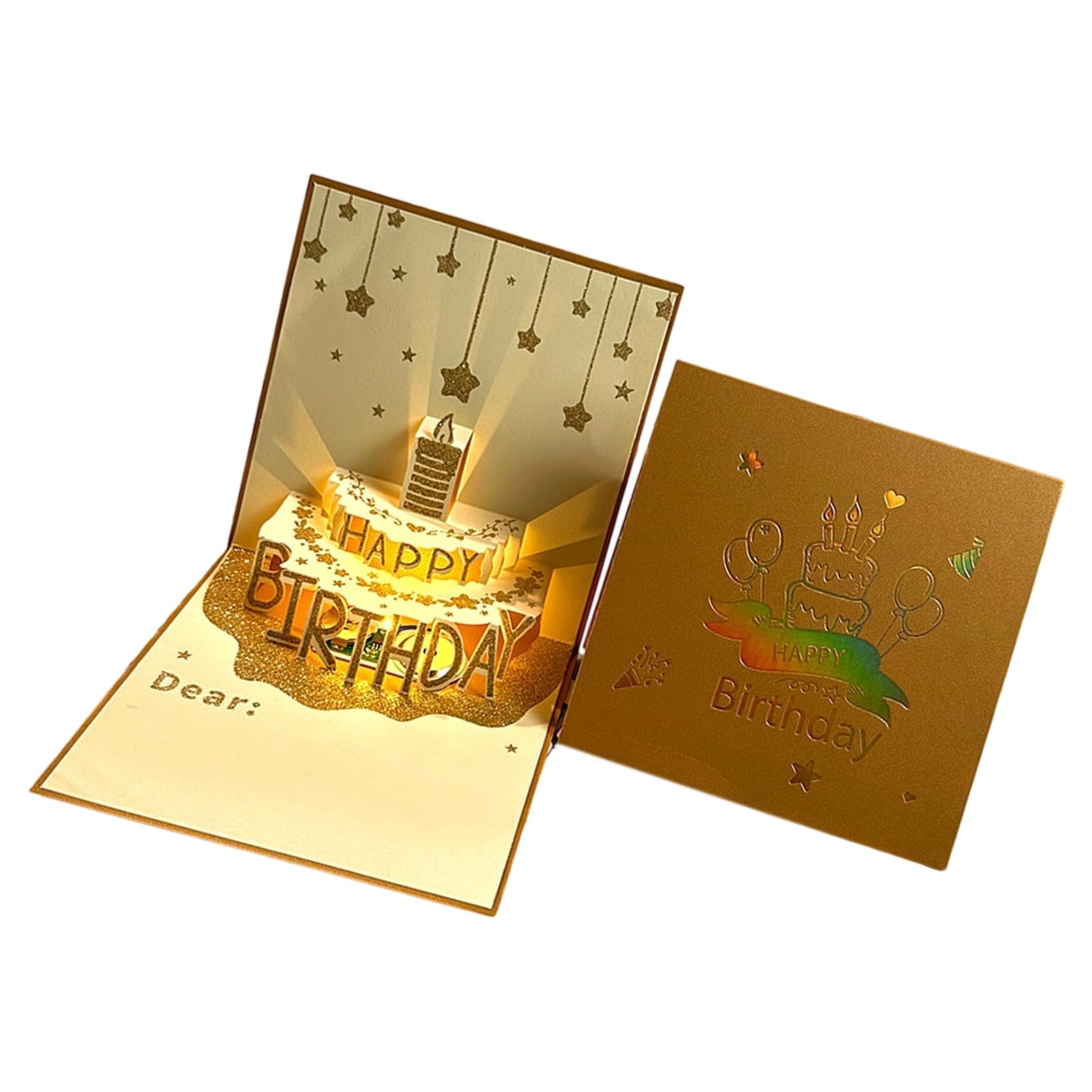 Tsophreniq 3D Popup Birthday Card with Music and Lights Foldable Greeting with Envelope Gift Postcard for Family Birthday Popup