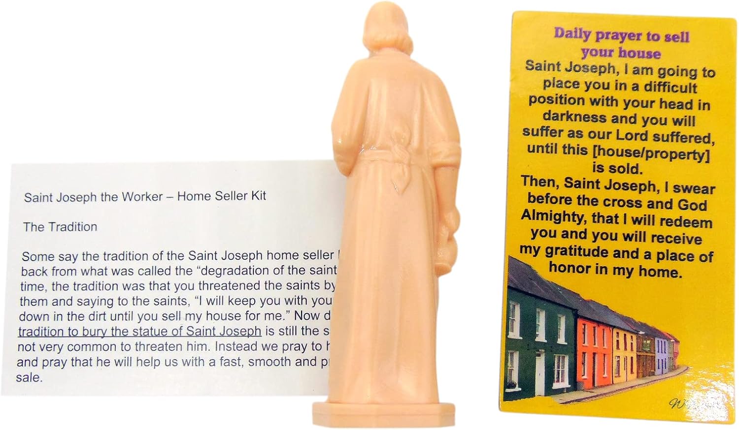 St Joseph Statue Home Selling Kit with Magnetic Holy Card for Refrigerator with Instruction Card Real Estate Patron Saint Pack - Image 2