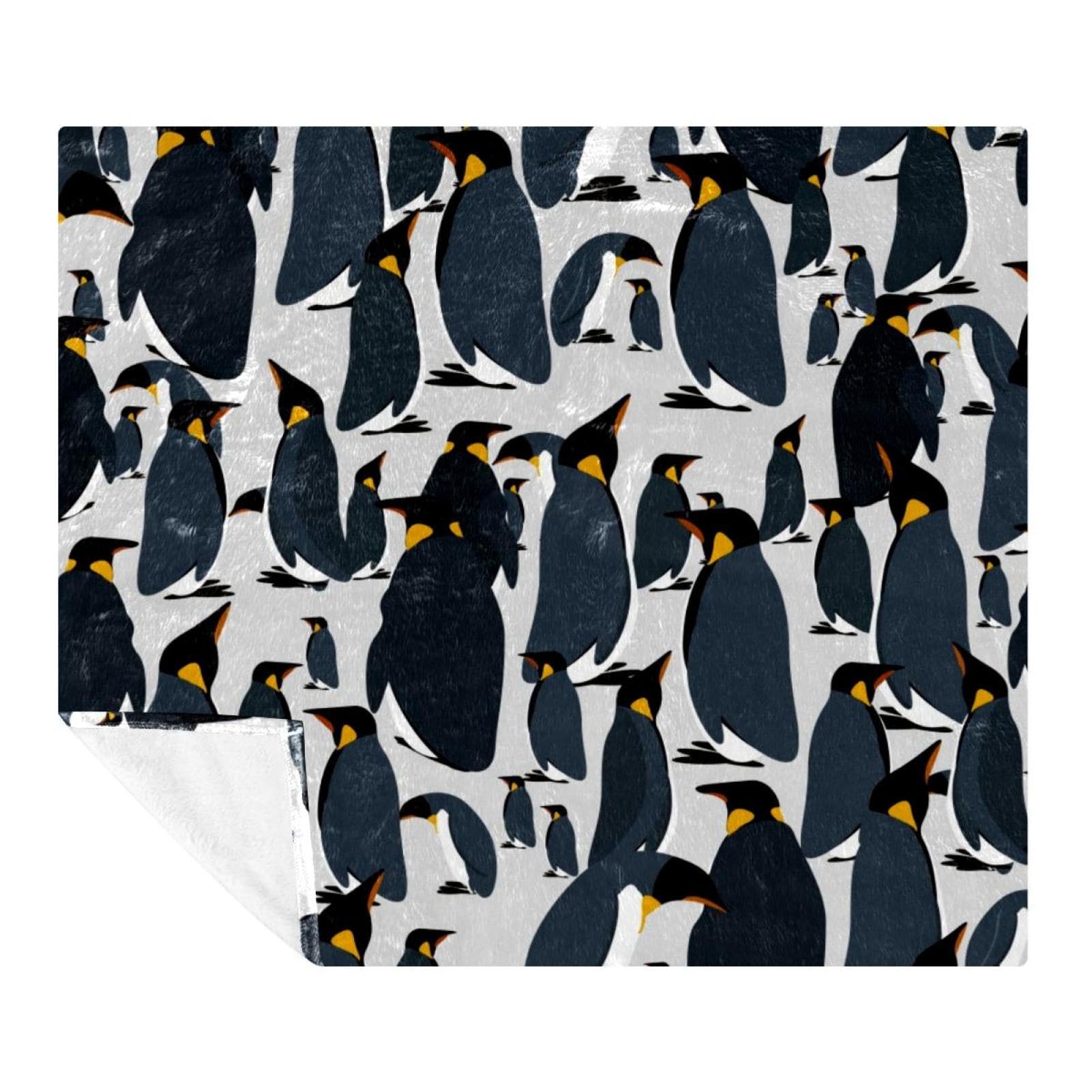 Couverture polaire anti-froid légère en microfibre pingouins pour lit
