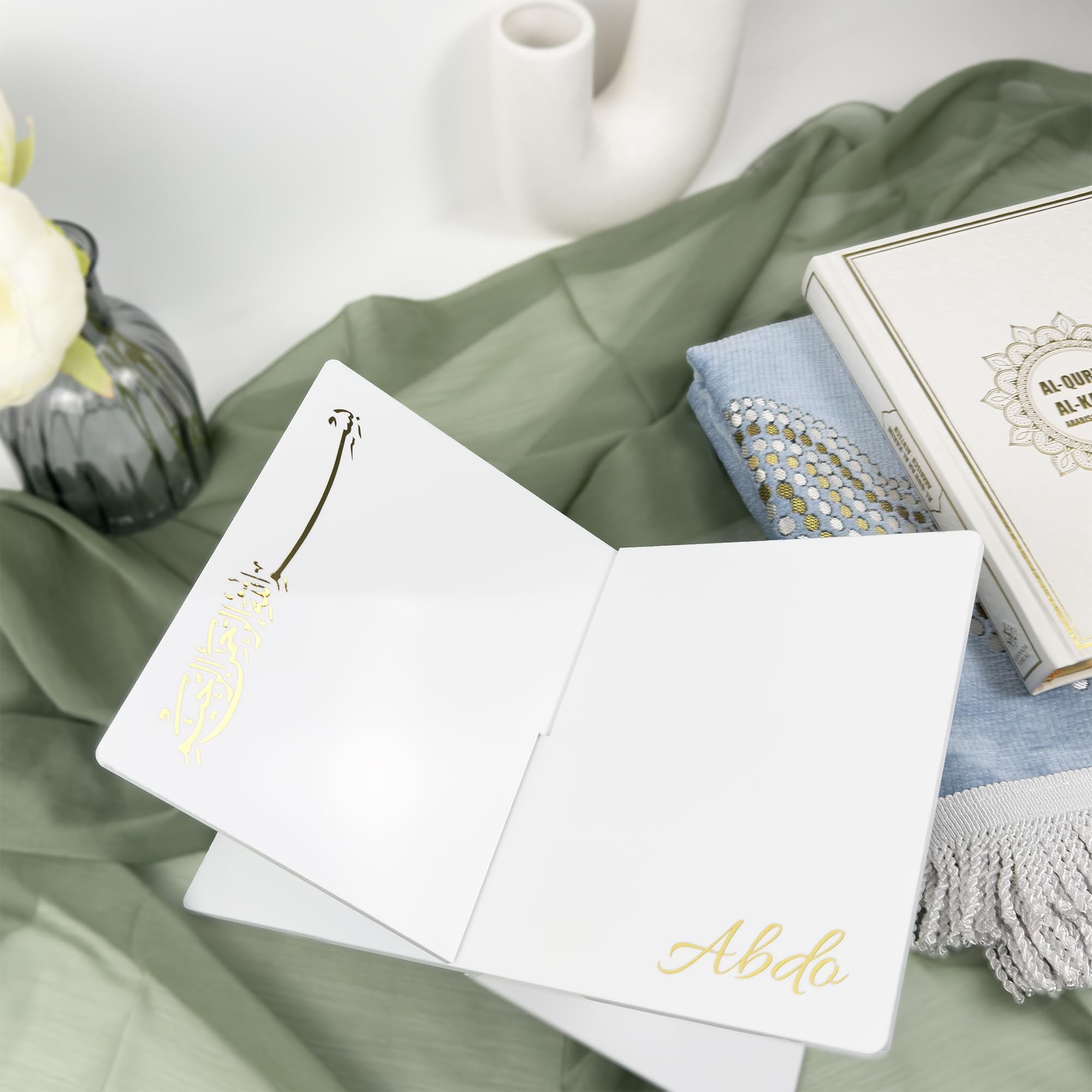 Support de Coran | Table de lecture coranique blanc et or - Cadeau islamique unique et élégant | Cadeau de mariage islamique - Cadeau Ramadan et Aïd