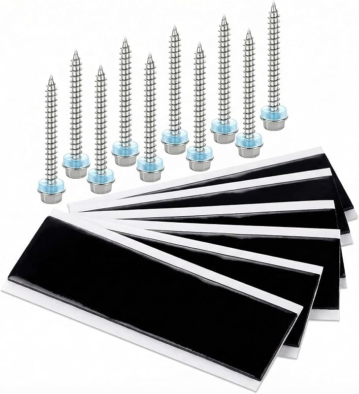18 Pack Pitch Pad Kit with 12 Stainless Steel Expansion Bolts and 6 Mastic Pads for TV Mount, Tripod, and Satellite Antenna Mounting