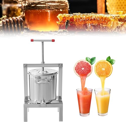 Miniatura 4 de Prensa de frutas, prensa de vino de sidra, uva, manzana, fruta, vino, 2.6 galones10L, prensa de frutas y vino de acero inoxidable resistente para