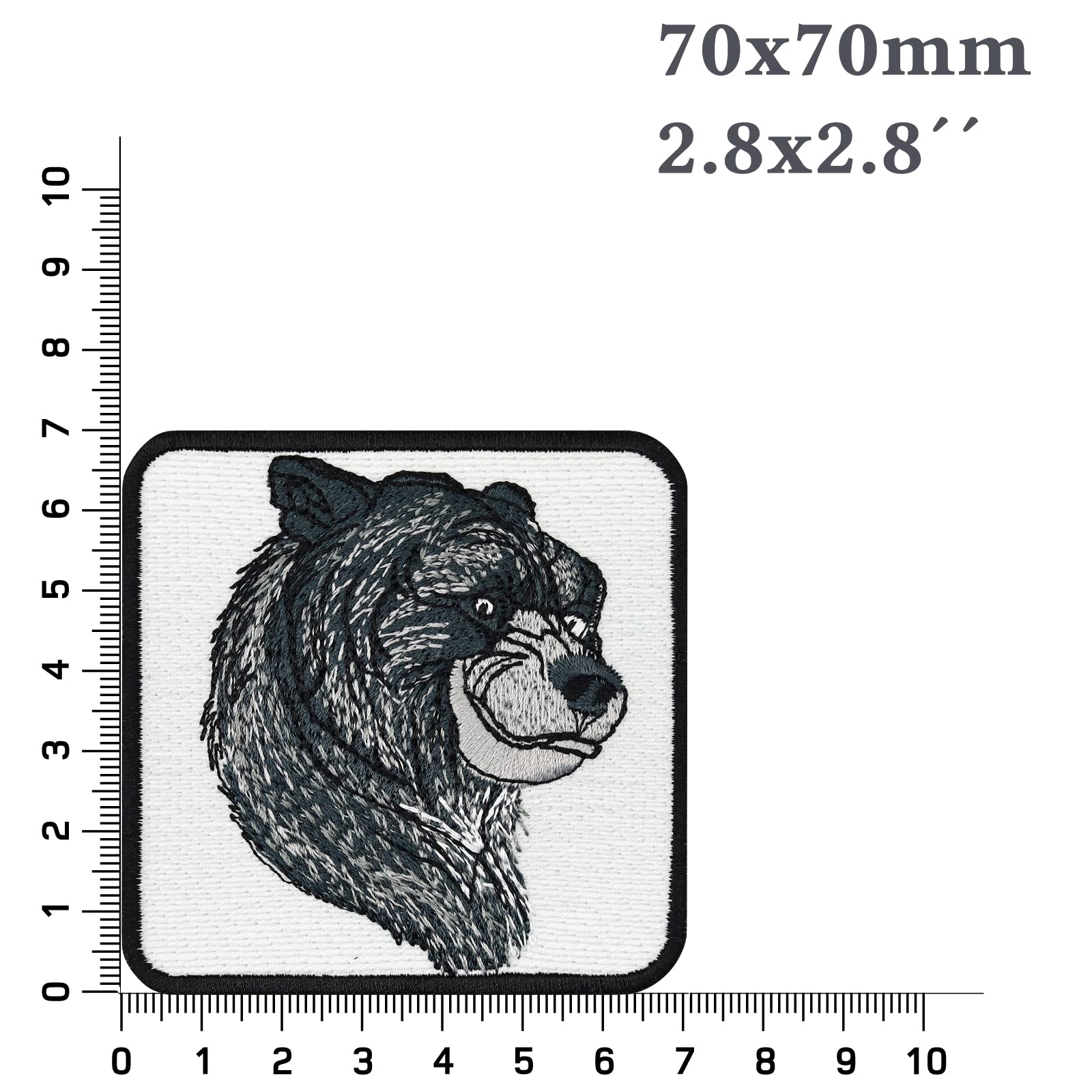 Lapjes Appliqués Grizzlybeer Patch Canada Wildlife Logo Natuurbescherming Sticker | Lachende Beer Kinder Strijkapplicatie | 70x70mm