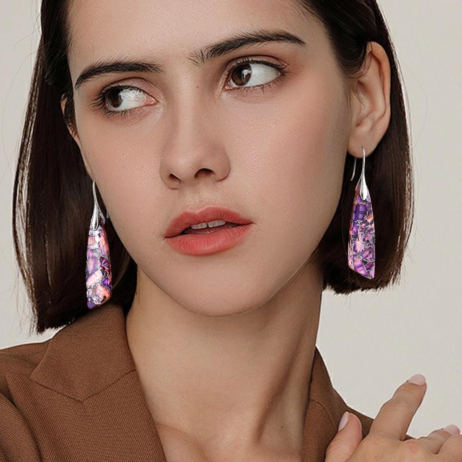 MJartoria Stone Earrings for Women Trendy Vintage Dangle Earrings Drop Earrings Statement Earrings Jewelry Gifts - Image 4