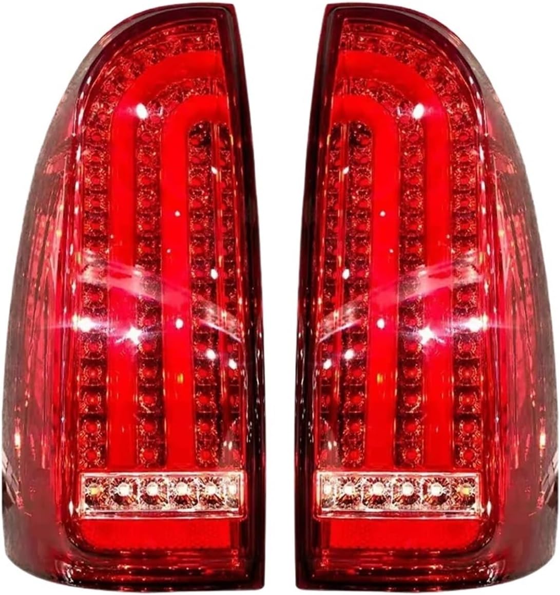Compatible for Toyota Tacoma 2005 06 07 08 09 10 11 2012 2013 2014 2015(Smoke Cover) 2PCS Car Rear Brake Lamp Tail Light Assembly Turn Signal Lights (Red Cover)