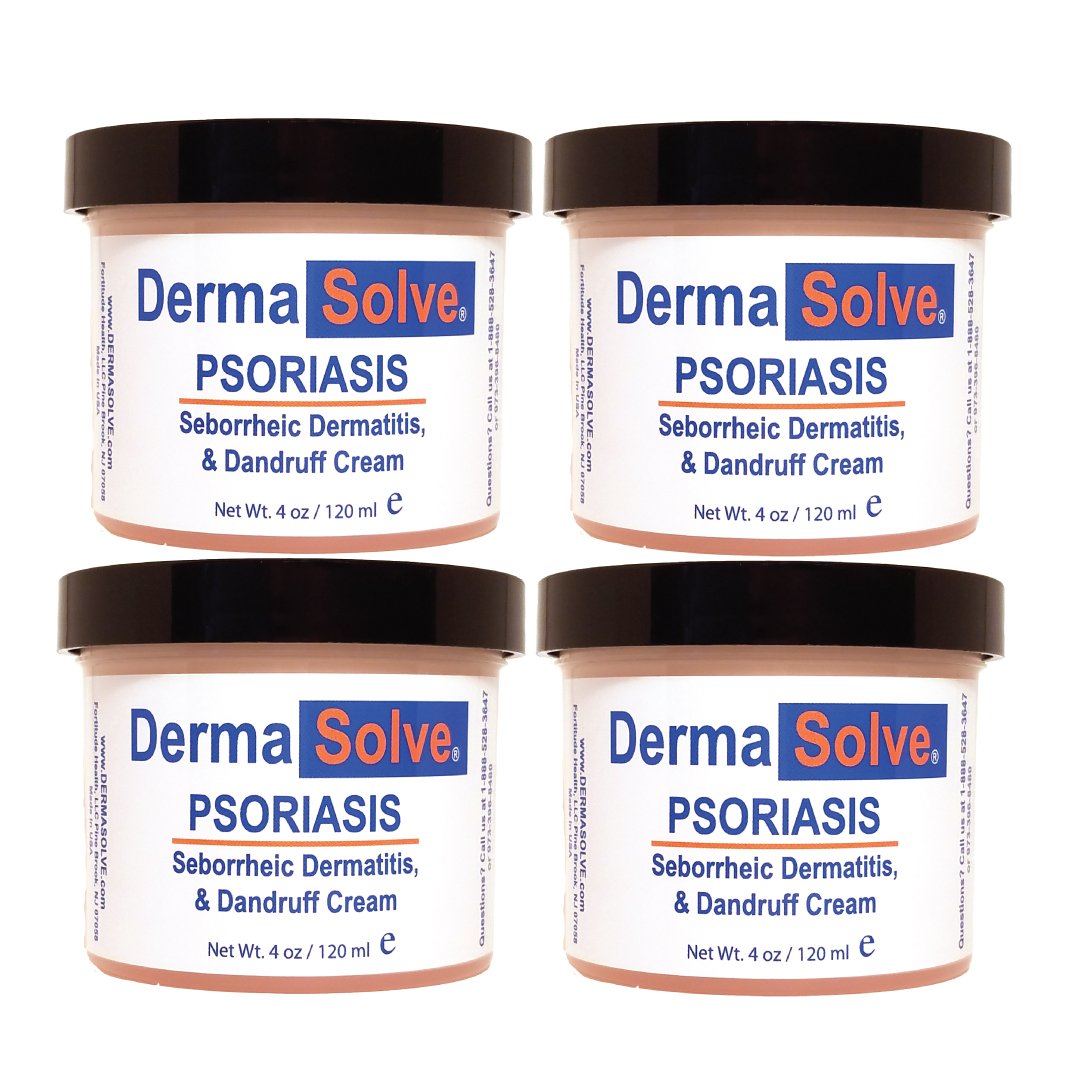 Dermasolve Psoriasis, Seborrheic Dermatitis & Dandruff Cream Formulated to Treat Itchy Flakey Inflamed Skin And Prevent Future Flares to Provide Soothing Moisturizing Relief. (4.0 oz.) 4-Pack