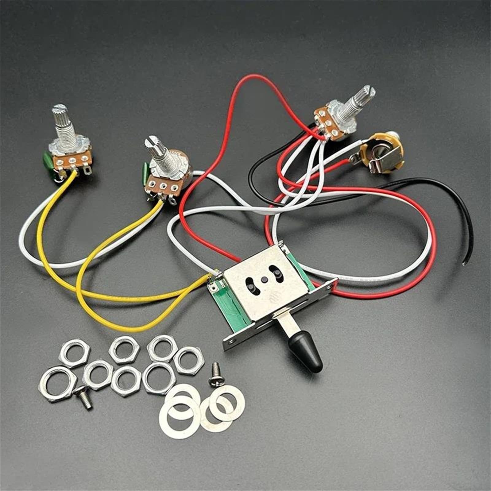 Arnés Cableado Guitarra Eléctrica Potenciómetro precableado de 5 posiciones 2T1V 500k con conector mono para guitarras de repuesto FD