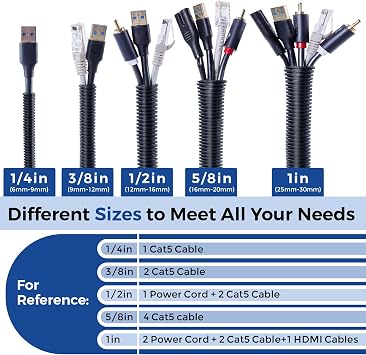 Wire Loom 1/2 inch 10ft, YCLYC Split Loom, Cord Protectors from Pets, Wire Protector Tubing, Flexible Wire Conduit, Electrical Cord Cover for Automotive, Black