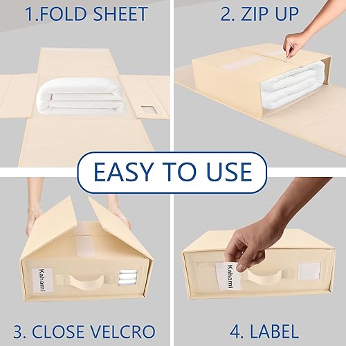 Miniatura 3 de Paquete de 4 organizadores de armario y almacenamiento, organizador de sábanas para armario de lino, contenedor de sábanas tamaño King, cubo de