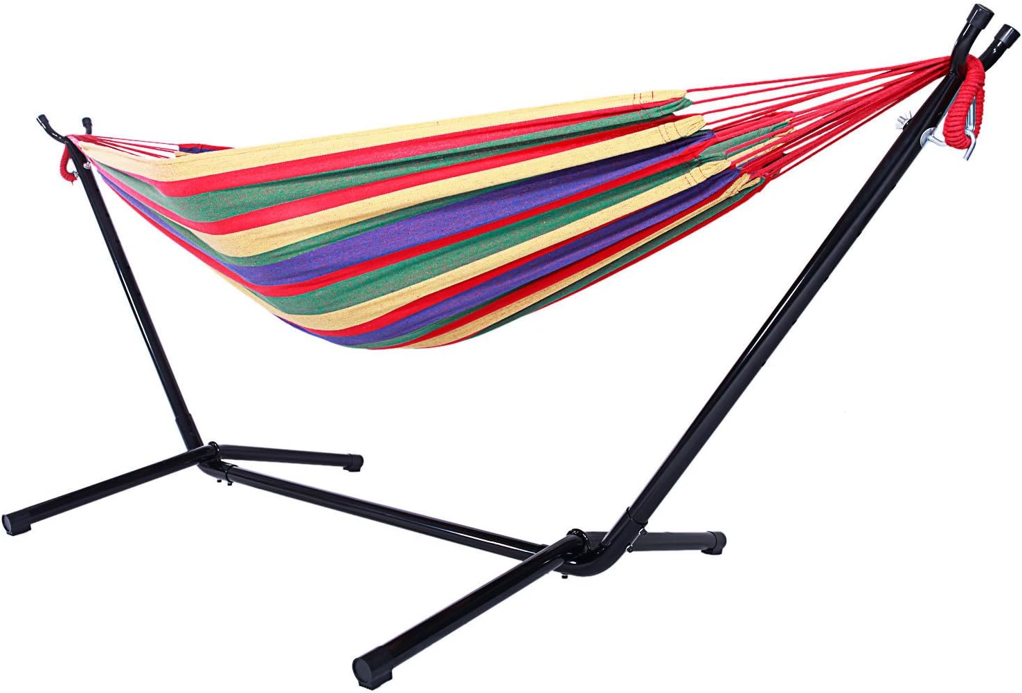 SSLine Hammock with Stand Portable Fabric Hammock Bed Backyard Pool Beach Camping