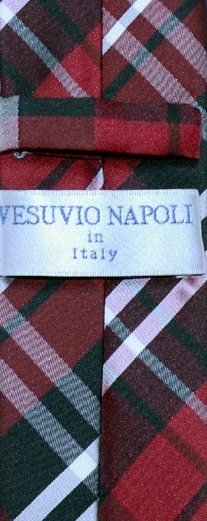 Vesuvio Napoli Narrow NeckTie Skinny Black Burgundy White PLAID Men's 2.5