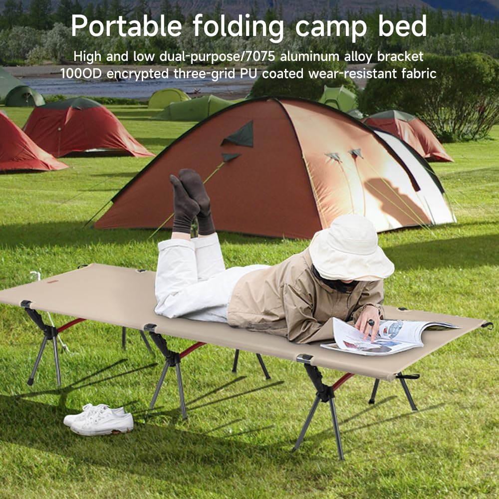 Cama Camping, Cama Plegable Camping, Cómoda para Adultos y Niños. 2 Alturas Ajustables Portátil Fuerte y Resistente Cunas para Acampar, Playa, Viajes, Escalada, Oficina, soporta hasta 150 kg