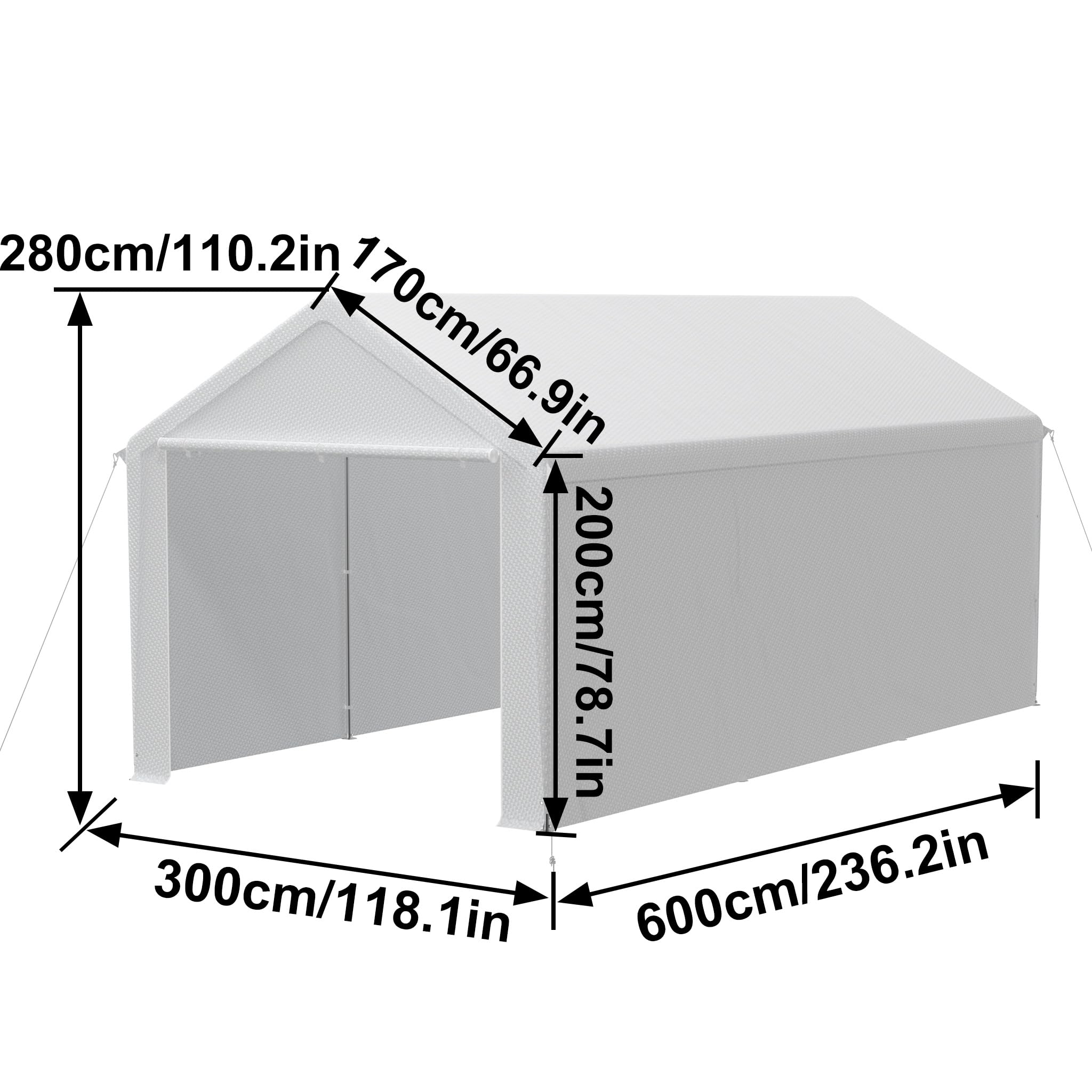 LILIIN Tenda Garage 3x6 m Polietilene 170 g/m² Resistente Inverno UV