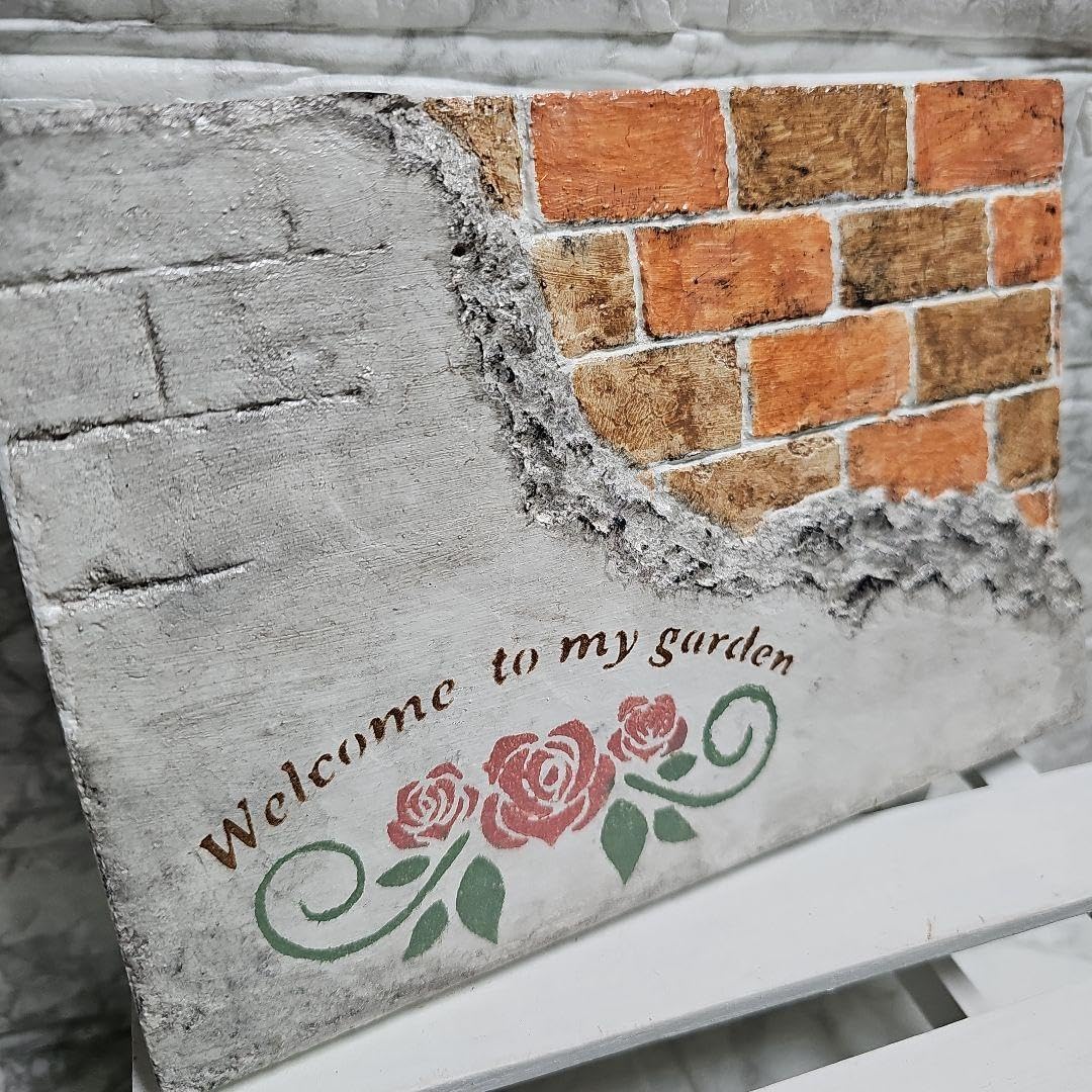 モルタル造形 ガーデンプレート デコパージュ インテリア雑貨 モルタル造形 ガーデンプレート デコパージュ インテリア雑貨  モルタル造形ウエルカムプレートデコパージュインテリアタイルレンガ モルタル造形 ウエルカムプレート ガーデ雑貨 インテリア モルタル雑貨