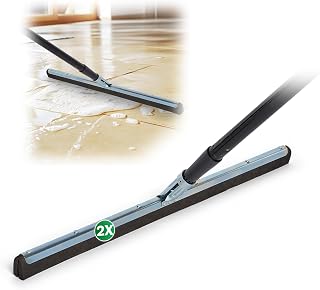 Novaliv 2X Wasserabzieher Boden mit Stiel 60 cm Wasserschieber Dusche Bodenabzieher Gummiabzieher Auto Fenster Pool Badabzieher Dusche Metall XXL breit Fliesen Wasserabzieher Terasse Boden