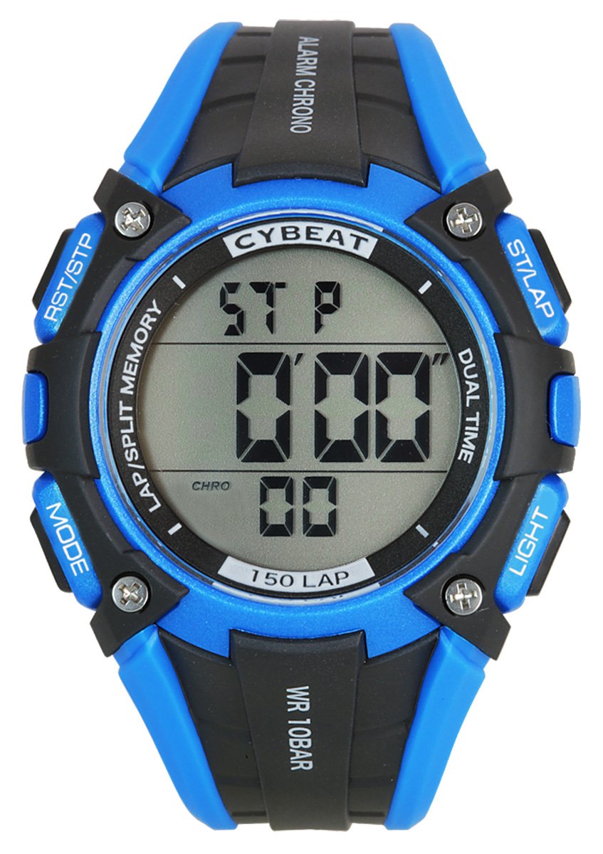 Saibito CST-01-BL Montre pour Homme étanche 10 ATM 150 Tours de Course à Pied Noir