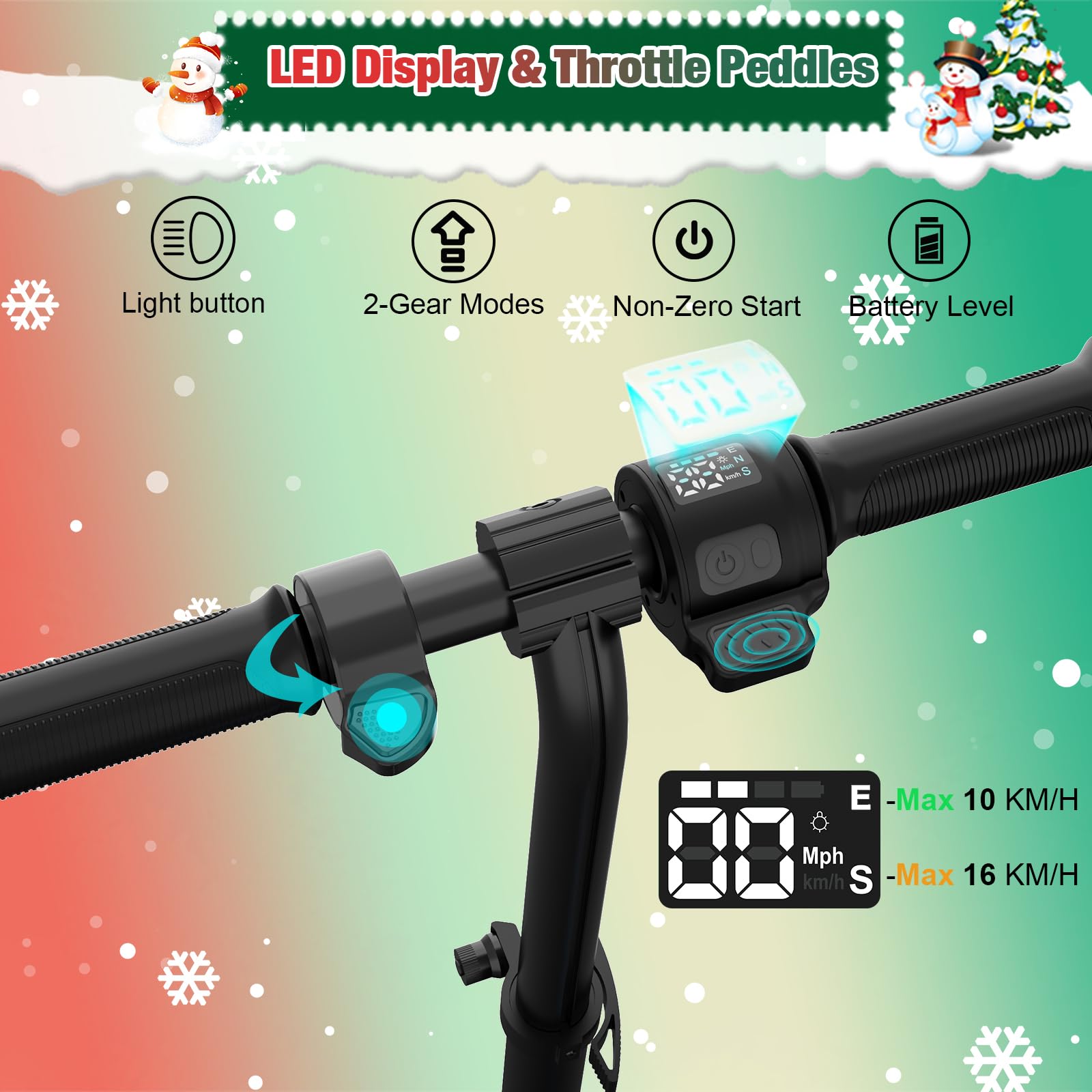RCB Monopattino Elettrico per Bambini 6-12 Anni, Motore 150W - Max 16 Km/h - Luce LED Arcobaleno - Pieghevole - Display a LED - Velocità e Altezza Regolabili, Regalo per Bambini ed Adolescenti