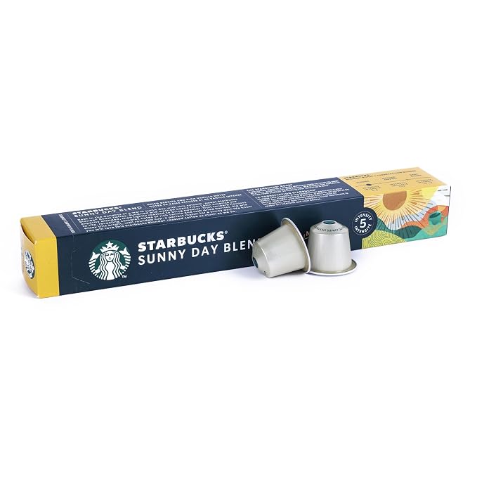 STARBUCKS Sunny Day Blend Coffee Pods (10 Capsules) | Light Roast | Nespresso Compatible Pods | Single Serve