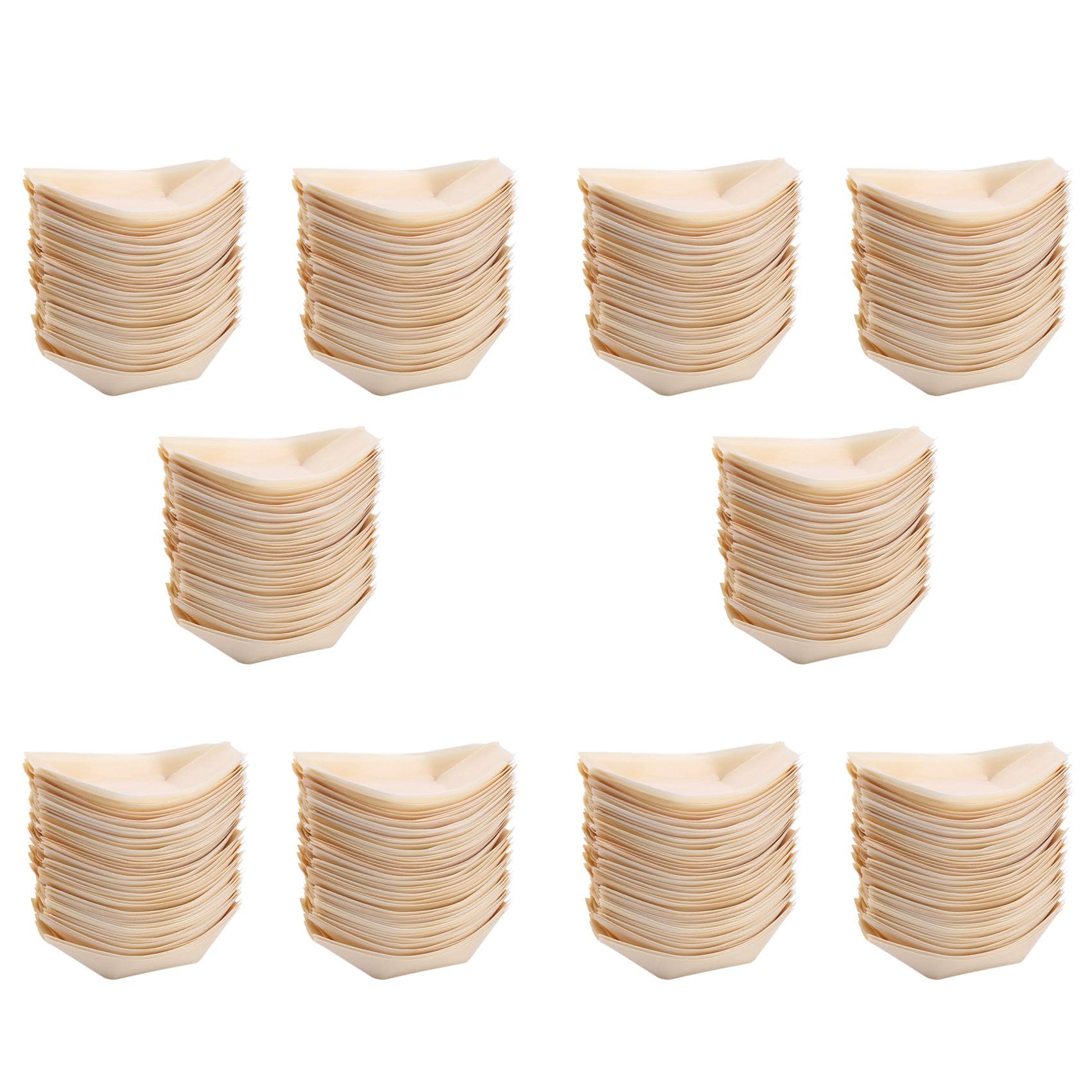 Hndhbfgrt 500X Finger Food - Bowls, Boat Biodegradable Wood 11 cm x 6.5 cm