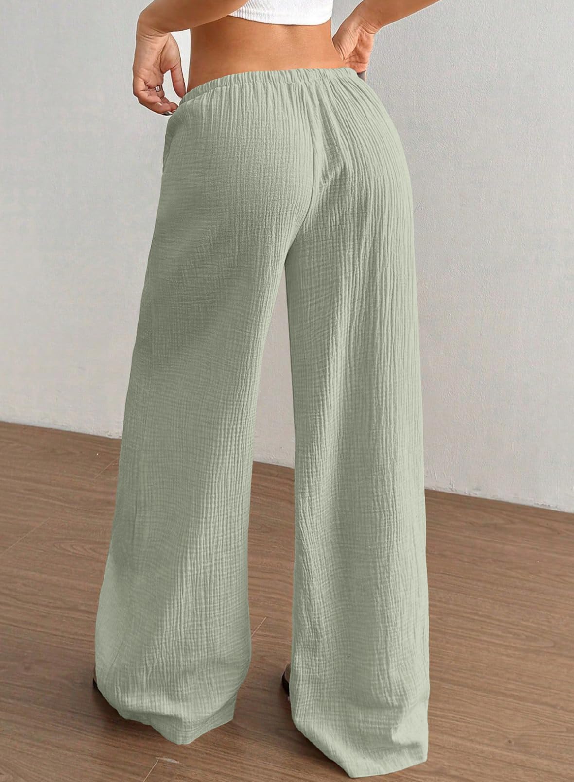 Acelitt Women’s Wide Leg Palazzo Pants Casual Loose Lounge Pants Beach Trousers with Pockets(Too Large, Please Size Down)