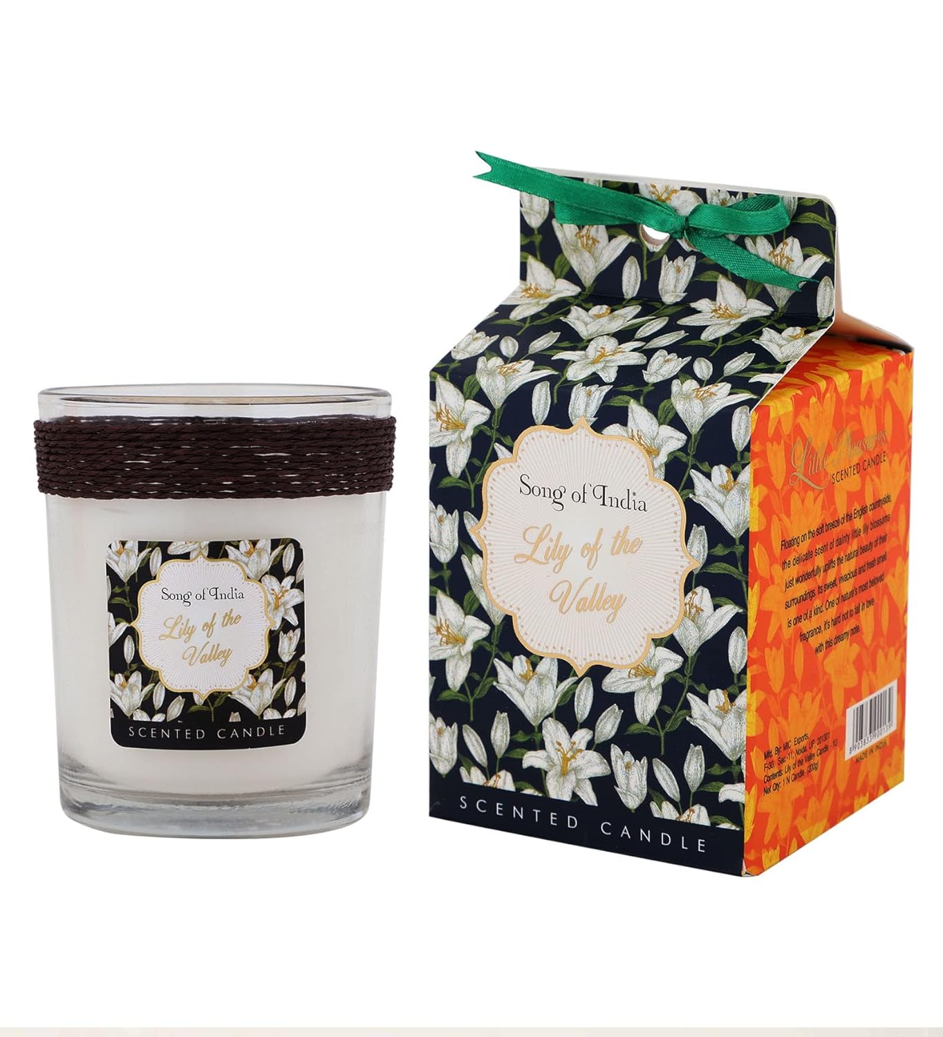 Song of India Lily of The Valley Soy Scented Candle in Glass Jar, 200 g