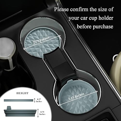 Miniatura 2 de Posavasos de silicona para automóvil (paquete de 4) alfombrillas universales antideslizantes de 2.75 pulgadas, accesorios integrados para el