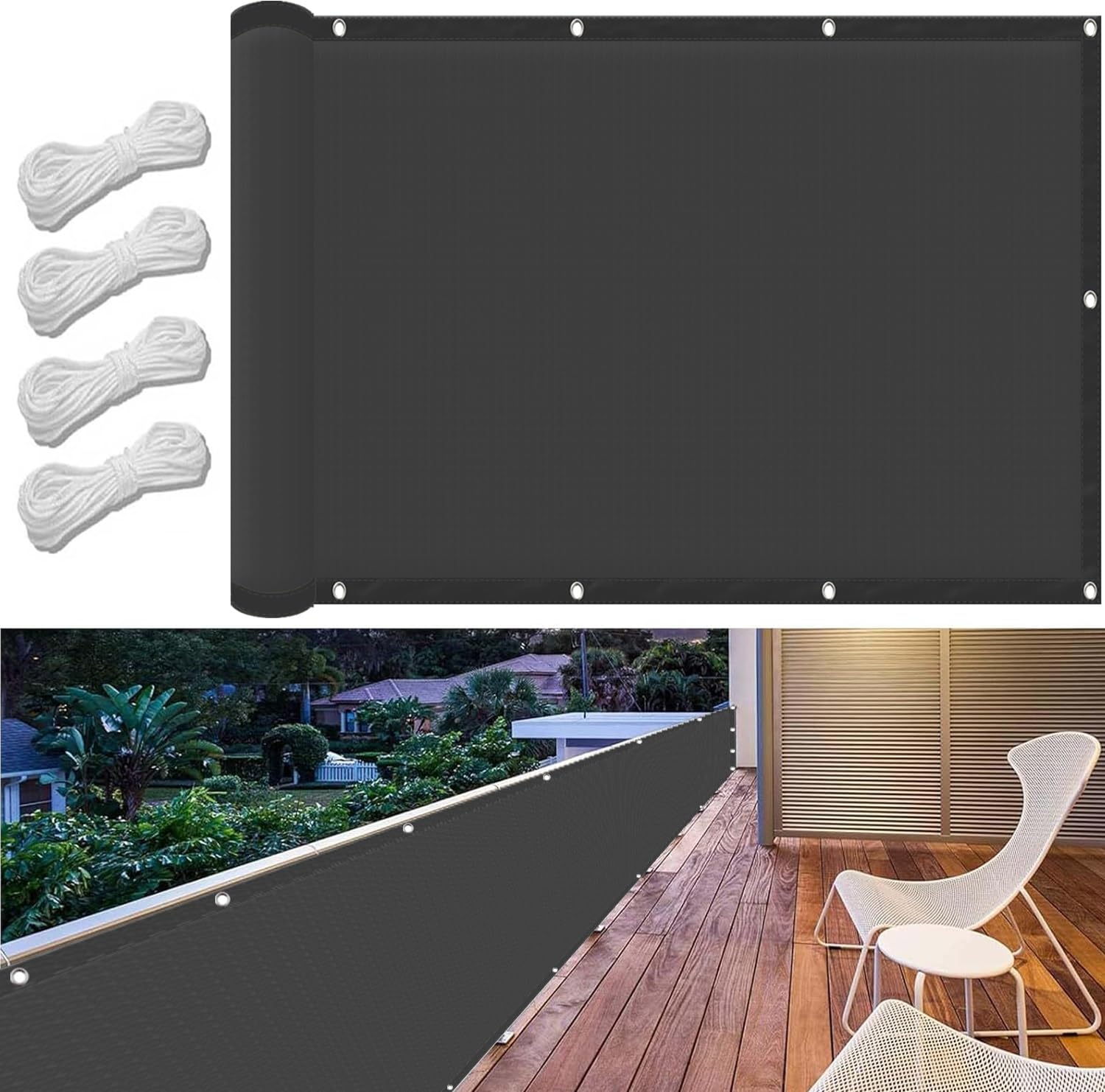 Plandeka Z Siatki Ogrodowej 140 x 300 cm Impregnowane, Pyłoszczelne I Wiatroszczelne Żagiel Ogrodowy Z Baldachimem Do Markizy Przeciwsłonecznej Na Imprezę Na Patio W Ogrodzie, Ciemny szary