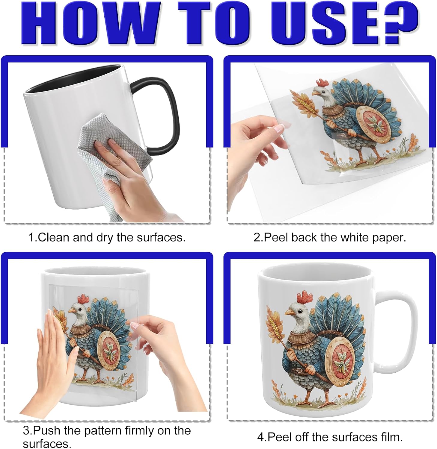 12 PCS UV DTF Stickers Autumn Turkey UV DTF Cup Wrap for Glass Mugs image 3