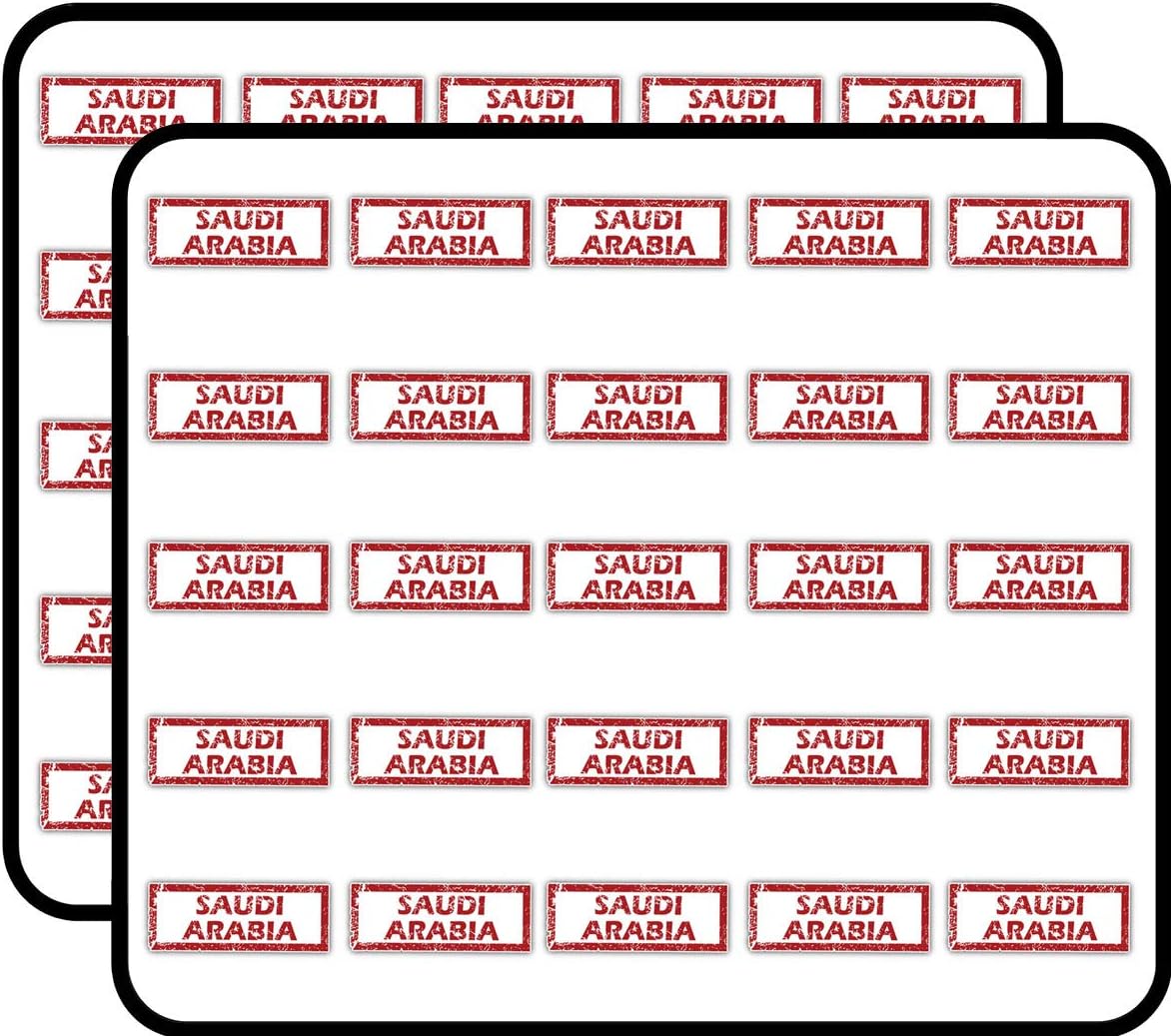 - Saudi Arabia Grunge Stamp Travel Decorative Scrapbooking Sticker Waterproof Vinyl Stickers for Water Bottle, Laptop & Phone Case – 50 Pack
