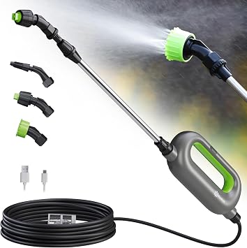 Battery Powered Sprayer Wand, Garden Electric Sprayer 24.5" Telescopic Wand
