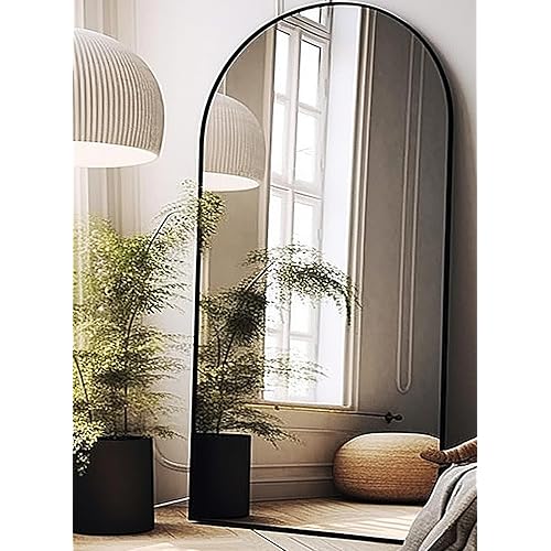 Arched Floor Mirror, 41" x 81" Oversized Full Body Mirror, Freestanding, Arch Mirror, Wall Mounted for Bedroom, Black