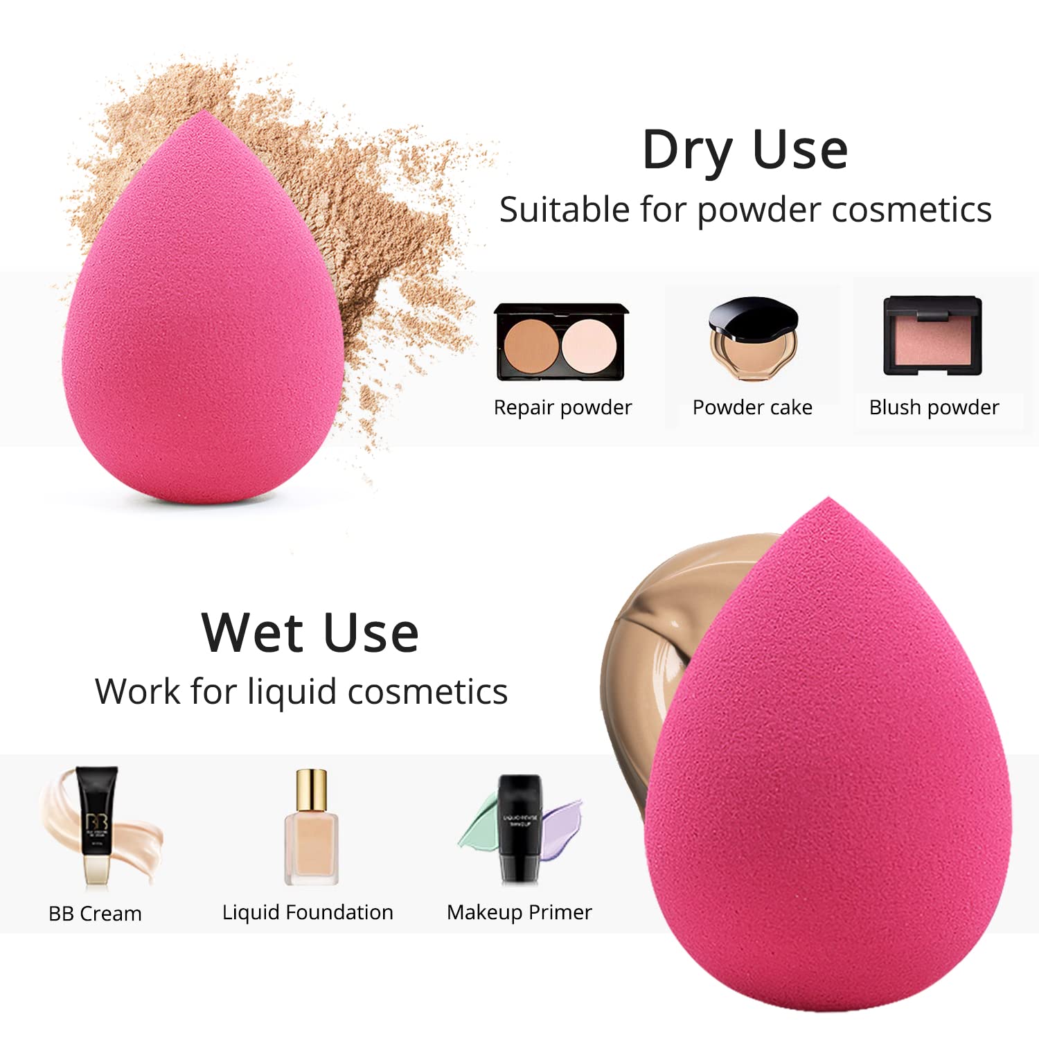 Foonbe Powder Puff, Latex Free and Vegan Beauty Powder Puff for Powder, Cream or Liquid Application (1 Pc, Red)