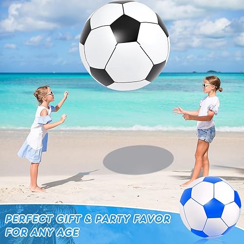 Vista 18 de Lewtemi 2 pelotas de fútbol inflables gigantes de 40 pulgadas, globos de playa grandes y enormes globos de fútbol, deporte, fiesta de cumpleaños