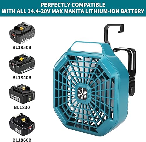 Miniatura 2 de Taingwei Ventilador inalámbrico con control remoto para batería Makita de 18 V, ventilador de campamento con 3 ajustes de velocidad de eficiencia
