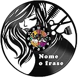 Orologio da Parete in Vinile Parrucchiera Personalizzato – Decorazione Salone Parrucchiere Barber Shop – Orologio Artistico handmade – Regalo Originale per Parrucchieri