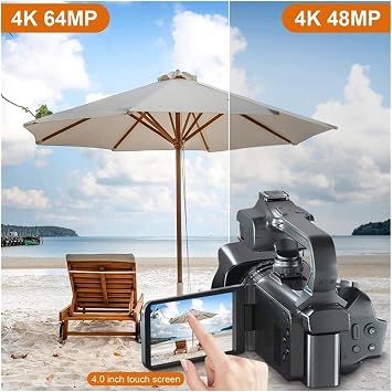 Digital Camera Digital Camera 18X Digital Vlog Camcorder 4K Professional Video Camera Stream Webcam Auto Focus 64MP Photo Recorder Time Lapse Easy to Use Zoom School Trip Student Beginner Set 128G SD