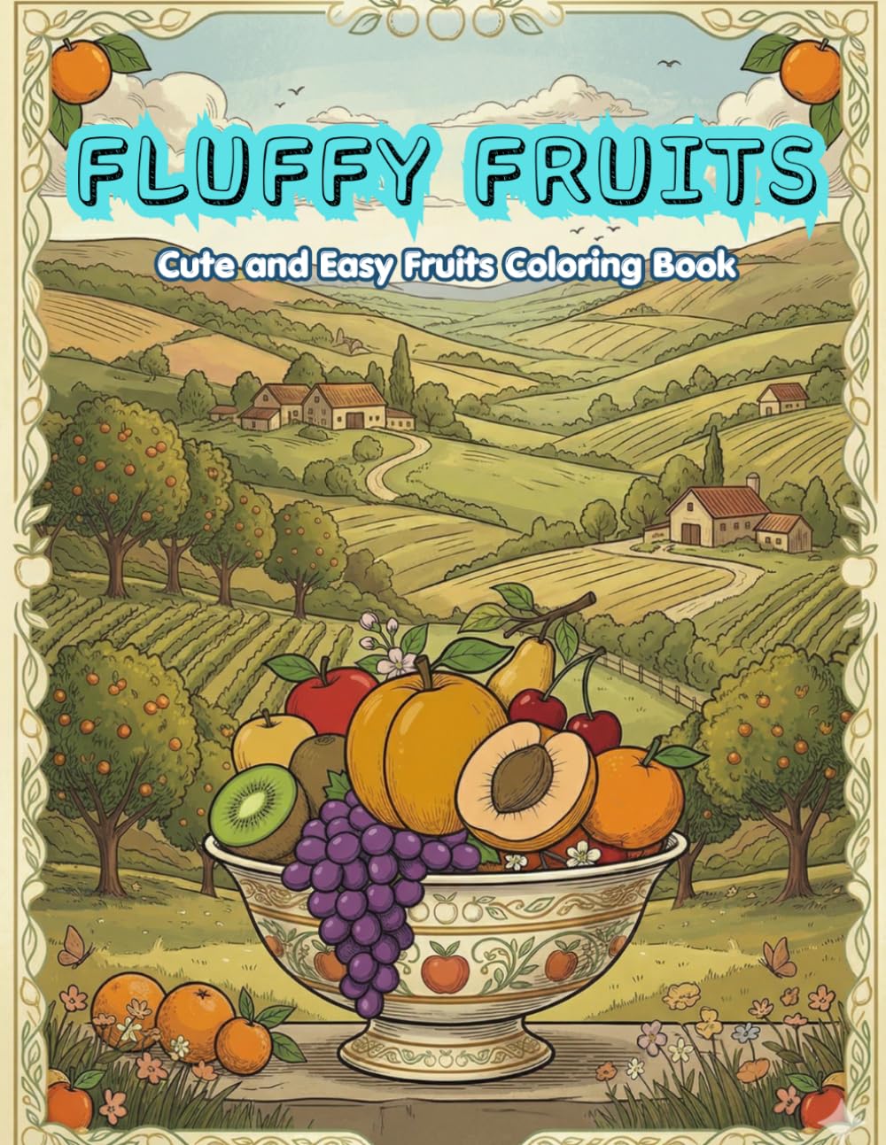 FLUFFY FRUITS: Cute and Easy Fruits Coloring Book