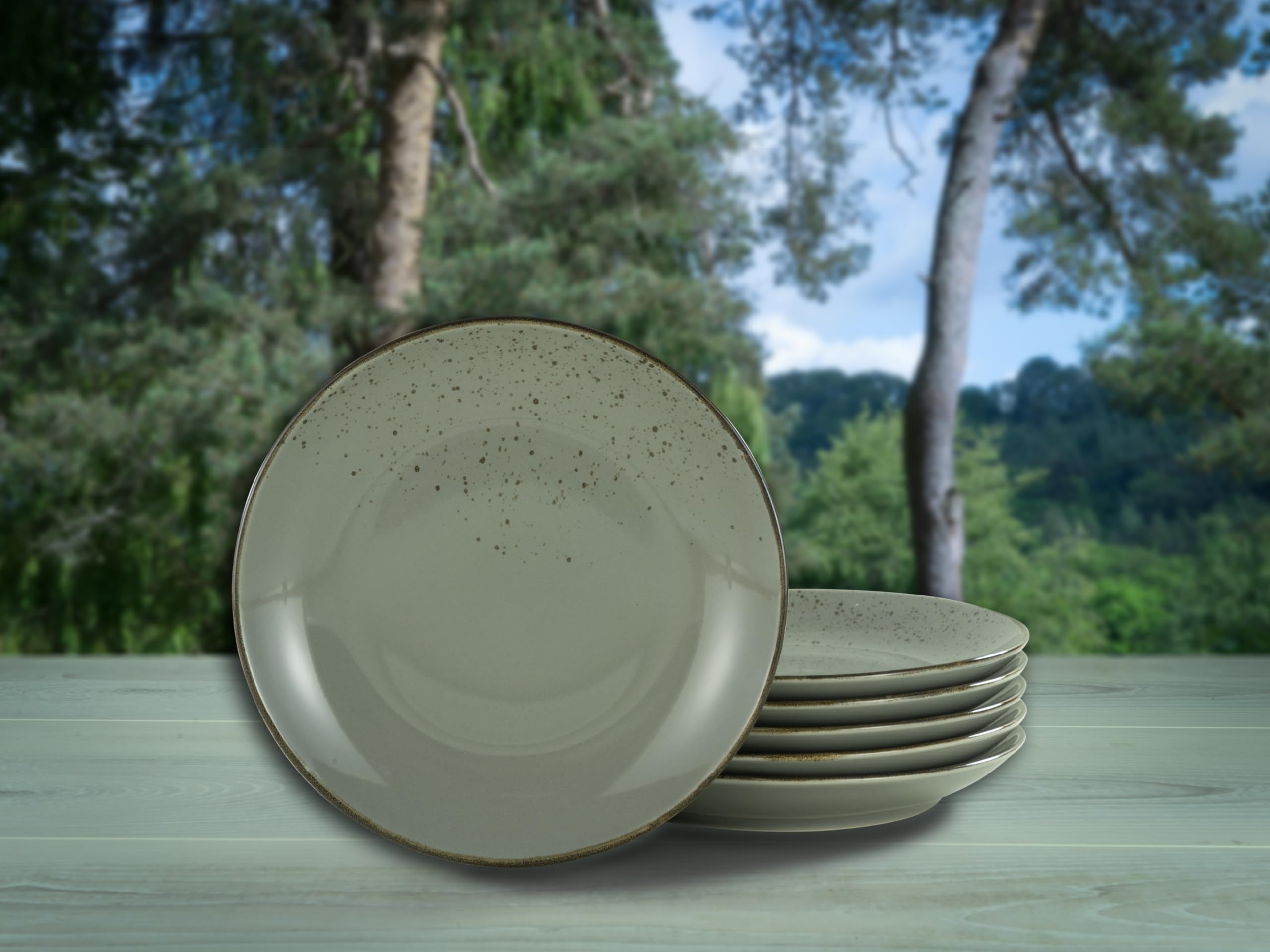Creatable 21 cm, Stone, 22047, Serie Nature Collection, 6-teiliges Geschirrset, Dessertteller aus Steinzeug, spülmaschinen-und mikrowellengeeignet, Qualitätsproduktion